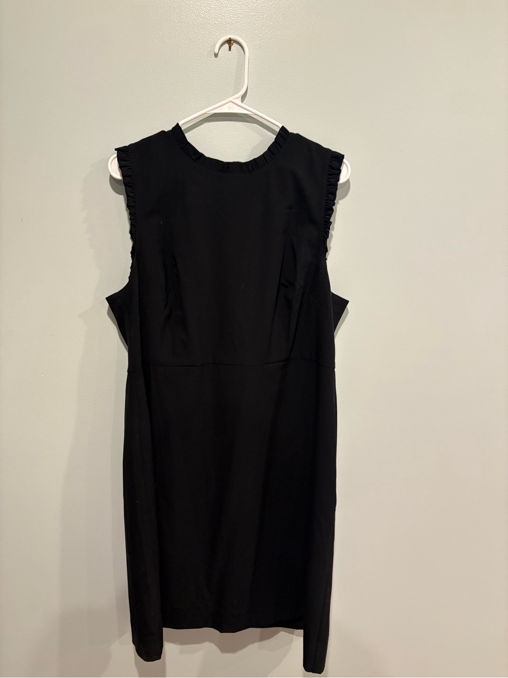 J. Crew Black Sleeveless Midi Dress with Ruffle Trim